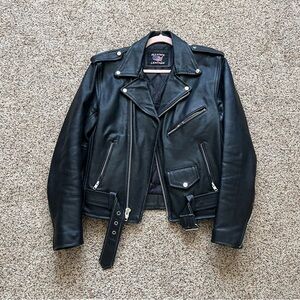 Allstate Black Leather Motorcycle Jacket